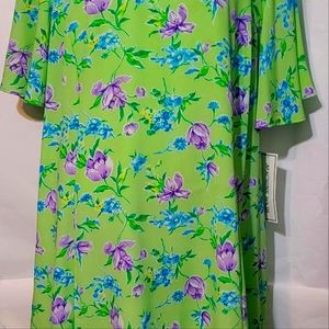 Women's Plus Size 4X Princess Cut Dress New ~ Green & Purple, Tie Back Slimming.
